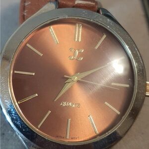 10/$20 Charming Charlie #4692 Goldtone/Brown Leather Double Loop Women's